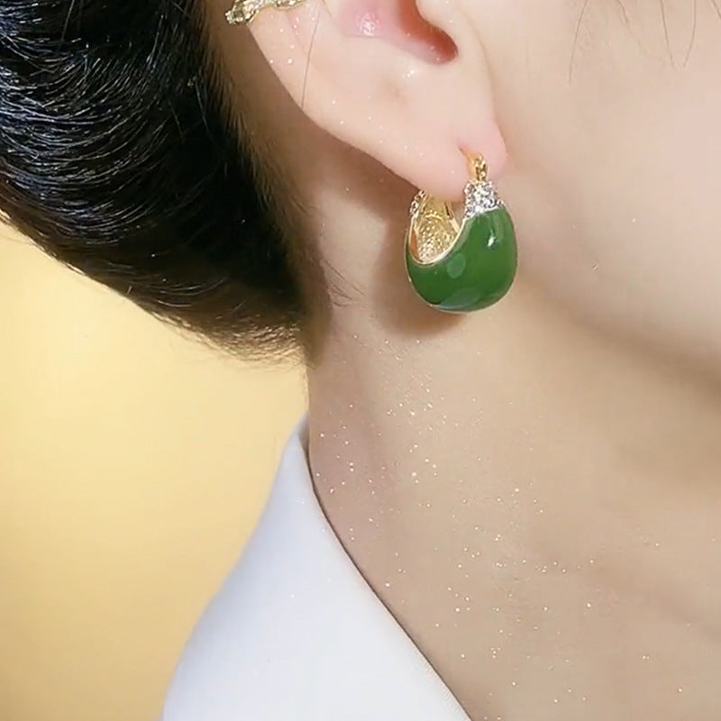 Women's Drip Glazed Ear Clip Design Unique Light Luxury Style Retro Earrings