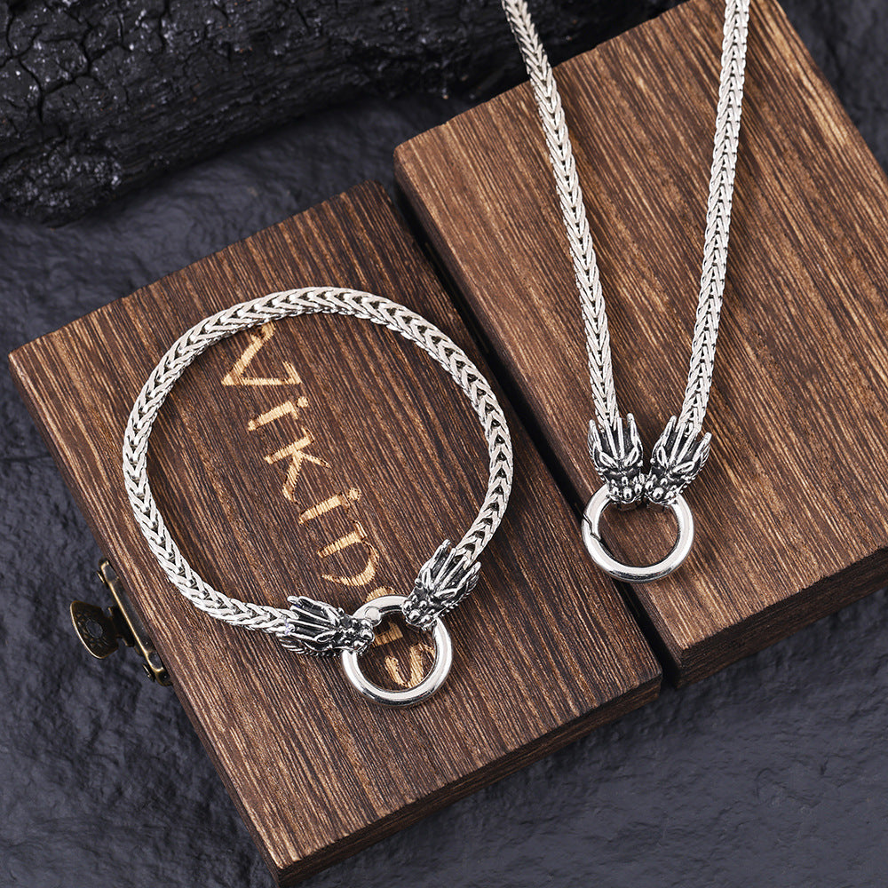Men's Punk Stainless Steel Snake Head Beast Necklace