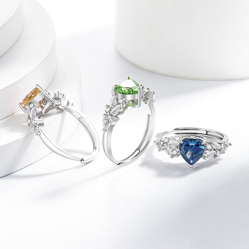 Love Heart-shaped Super Flash High Carbon Diamond Fashion Rings
