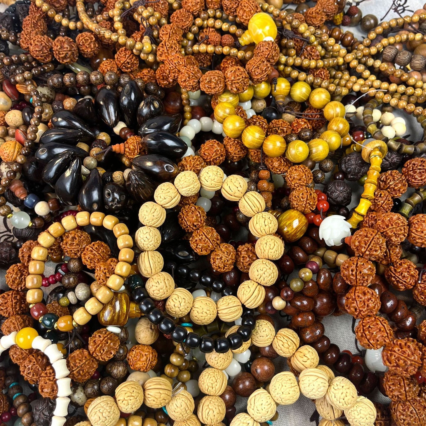 String Crafts Ebony Cinnabar Bodhi Night Market Stall Buddha Bracelet