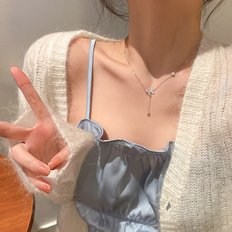 Women's Butterfly Tassel Light Luxury High-grade Clavicle Necklace