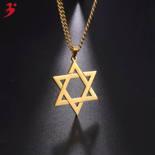 Women's & Men's Style Stainless Steel Hexagram Fashion Simple Wandering Necklaces