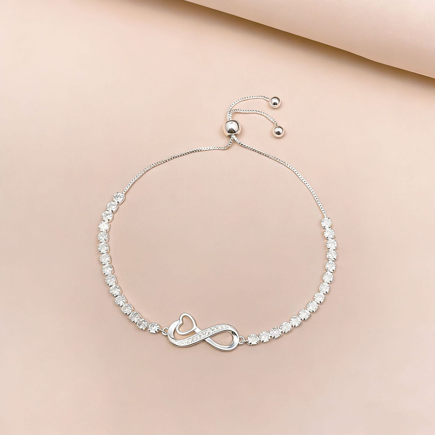 Women's Heart-shaped Roman Zircon Retractable Beads Live Bracelet