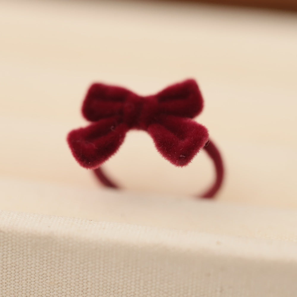 Blue Christmas Style Flocking Bowknot Open Rings