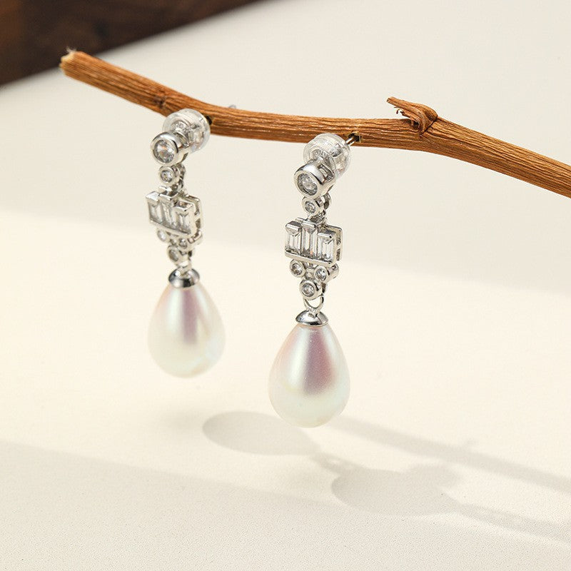 Fashion Water Drops Pearl Sweet Lady Style Earrings