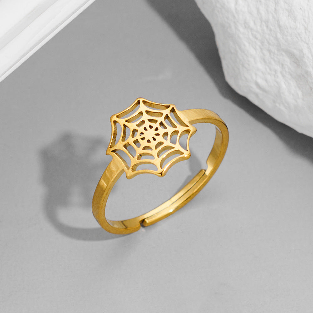 Stainless Steel Gold Opening Halloween Spider Rings