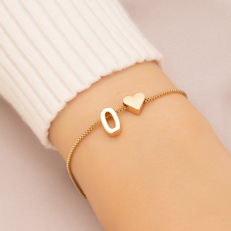 Heart Female Retro Personality Design English Letters Bracelets