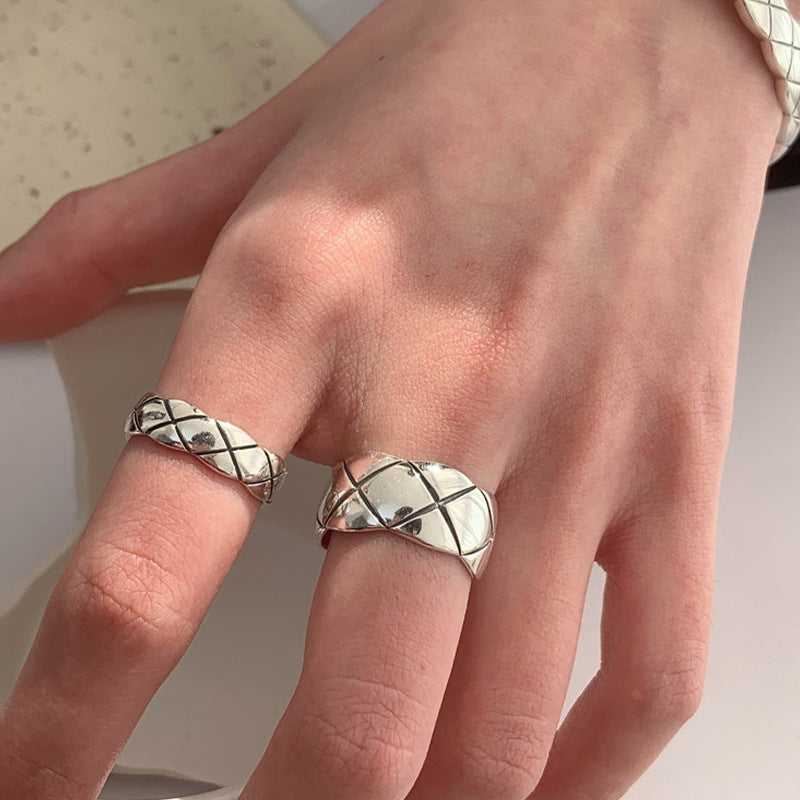 Personality Rhombus Design Sense Minority Simple Light Luxury Wide Narrow Ring