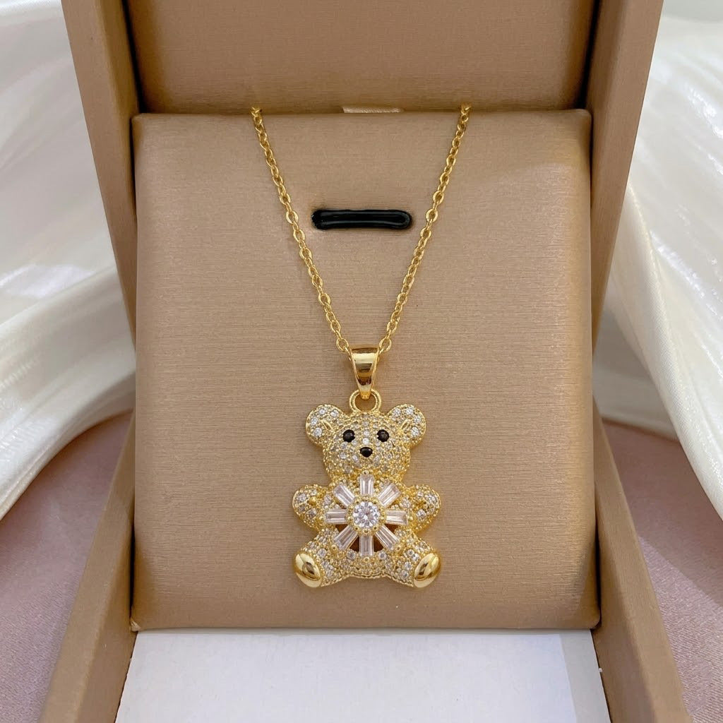 Design Rotating Bauhinia Zircon Flower Gas Clavicle Chain Necklace