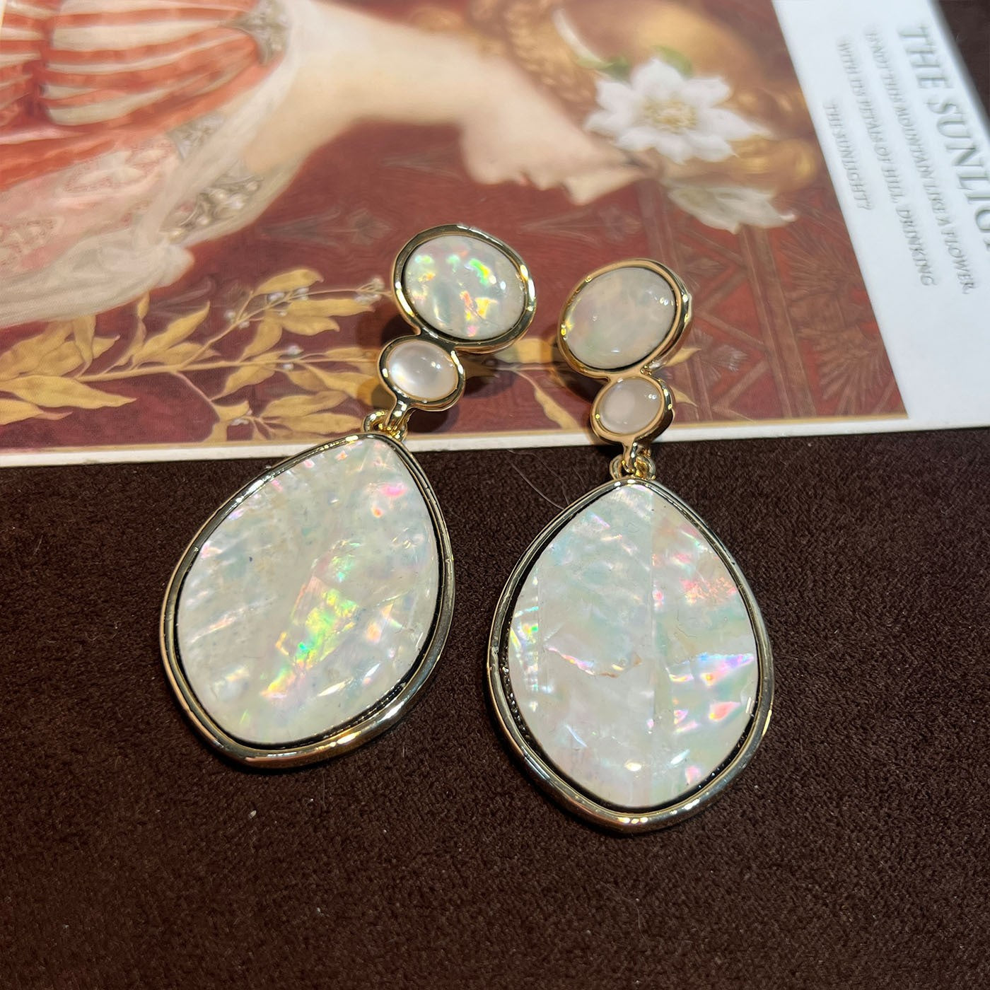 Women's Abalone Shell Series Gold Plated Environmental Protection Fashion French High-grade Earrings
