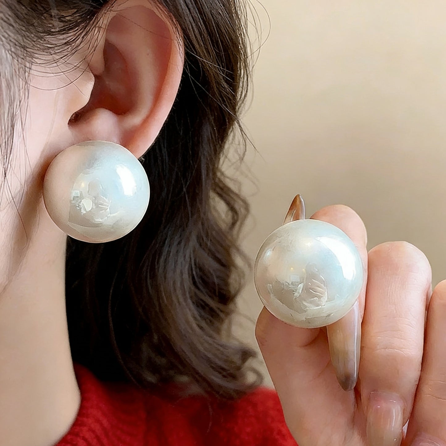 Ear Female Baroque Large Pearl Light Luxury High Sense Stud Earrings