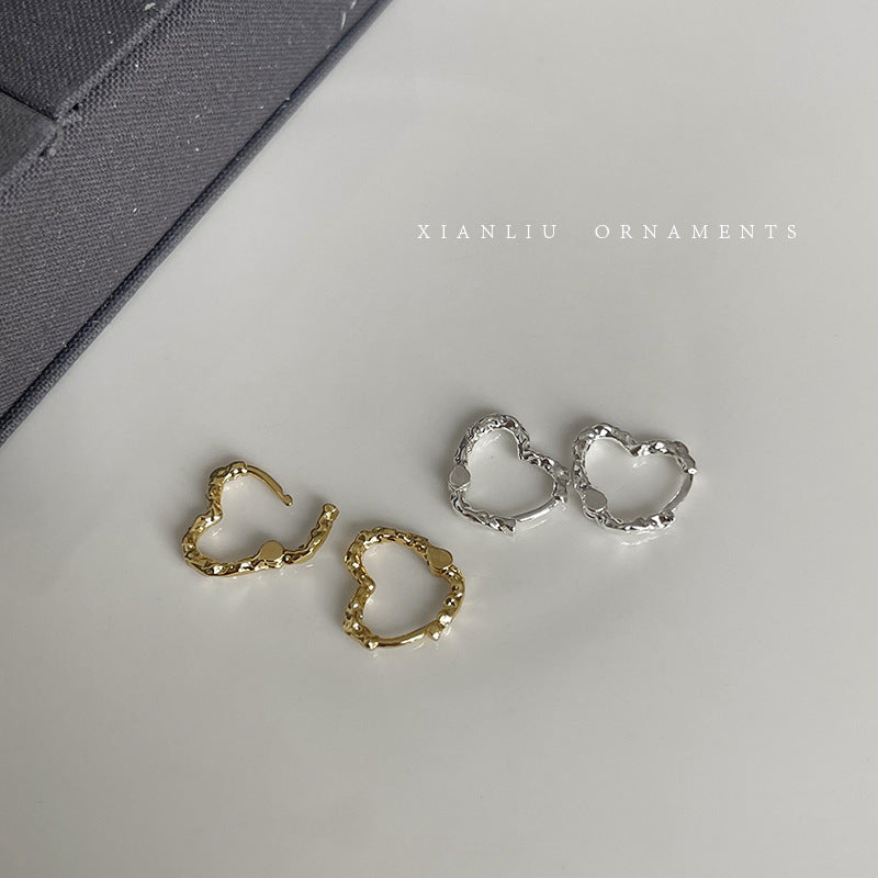 Clip Pleated Heart Female Graceful Personality Ear Buckle