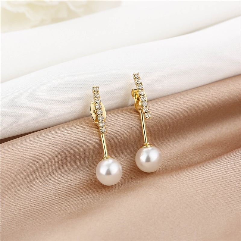 Diamond Butterfly Flower Pearl Graceful Fashionable Long Earrings