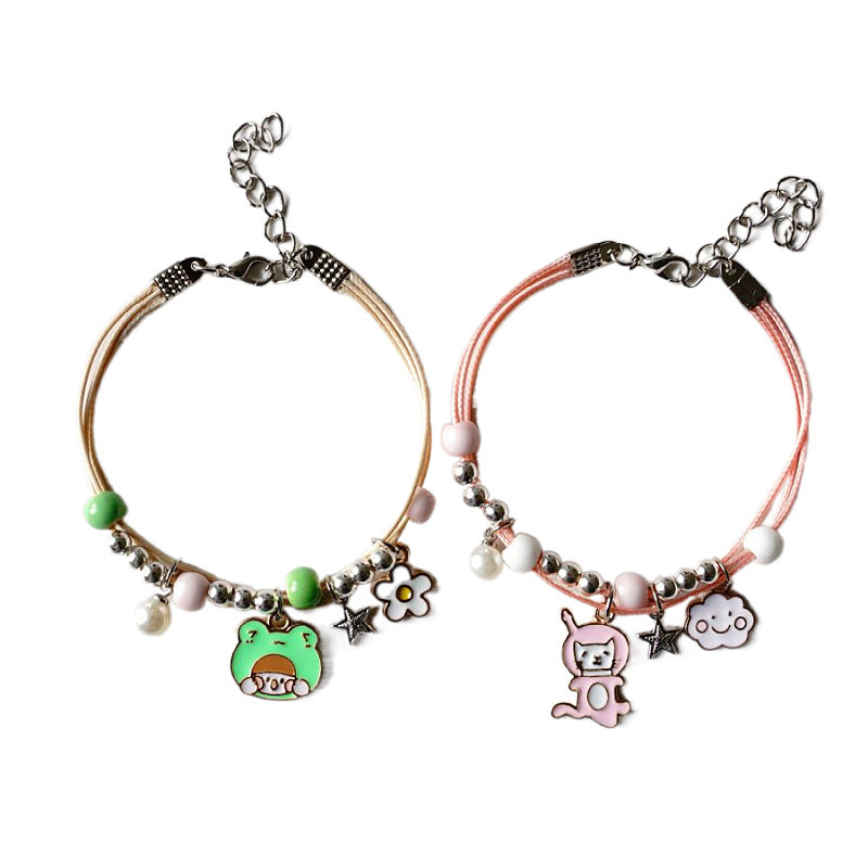 Popular Pearl Female Cartoon Woven Ceramic Jewelry Girlfriends Couple Bracelets