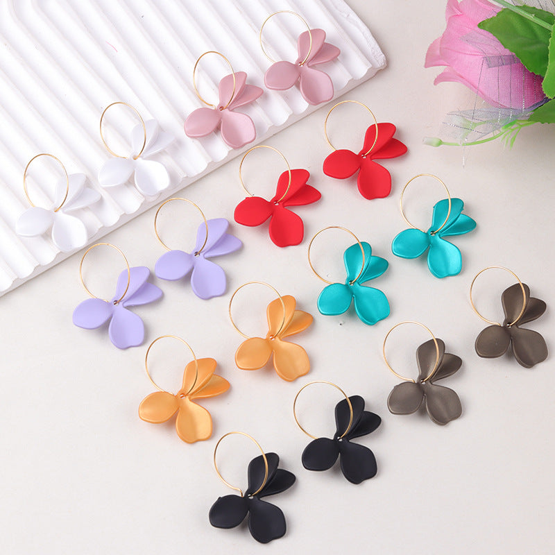 Women's Multicolor Irregular Petals Fashion Acrylic Eardrop Earrings