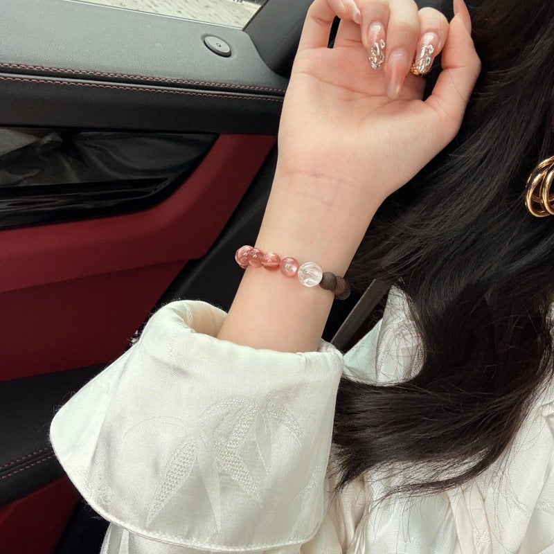 Rose Chinese Natural Powder Lepidolite Crystal Bracelet