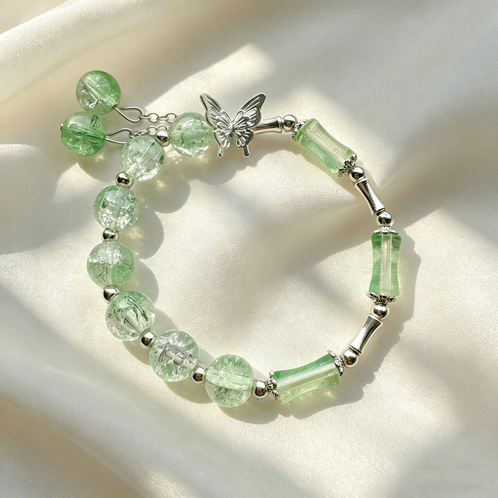 Transparent Bamboo Glazed Female Butterfly Floral High-grade Live Broadcast Scenic Bracelet
