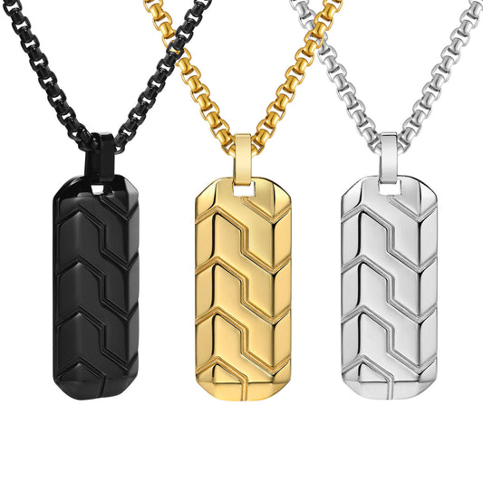 Men's Steel Geometric Tire Pattern Titanium Tide Pendants