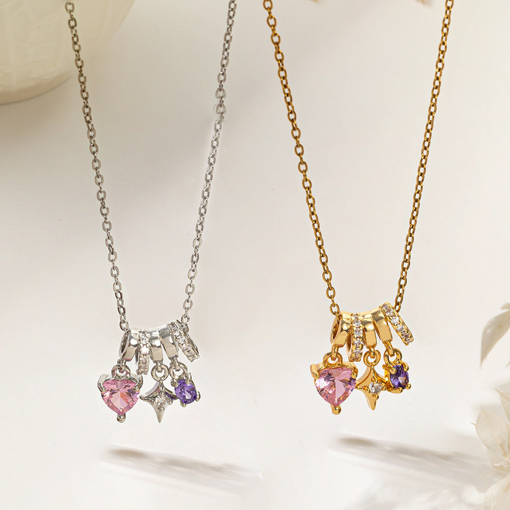 Women's Micro Inlaid Zircon Sun Star Moon Zodiac Clavicle Necklace