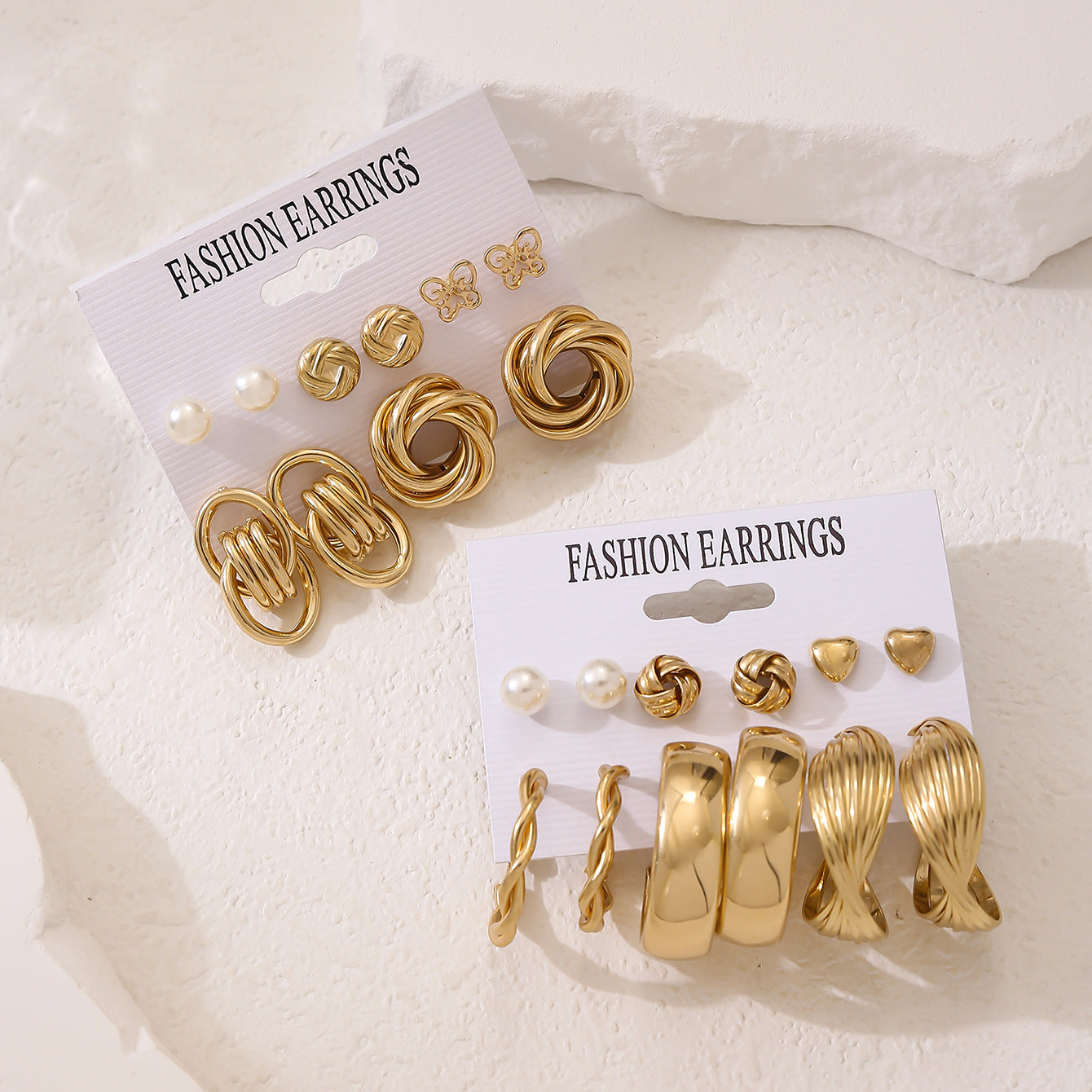 Metal Geometric Eardrop Pearl Female Alloy Round Earrings