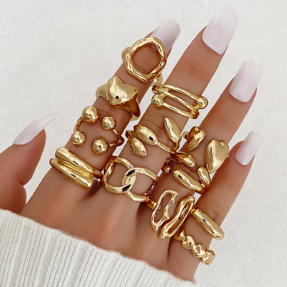 Women's Exaggerated Personalized Gold Irregular Oval Heart-shaped Open Rings