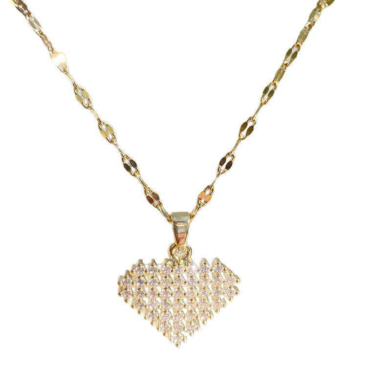Women's Diamond Imitation Chalcedony Series Titanium Steel Exquisite High-grade Tassel Gourd Necklace