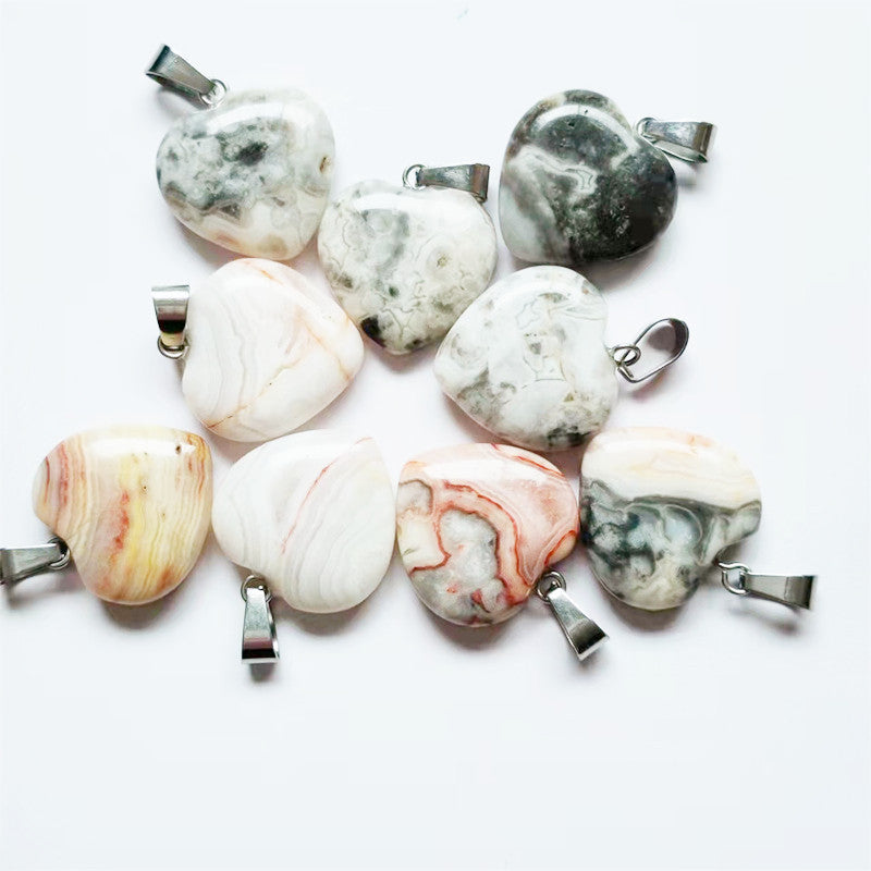 Stone Love Crystal Agate Heart Peach Pendants