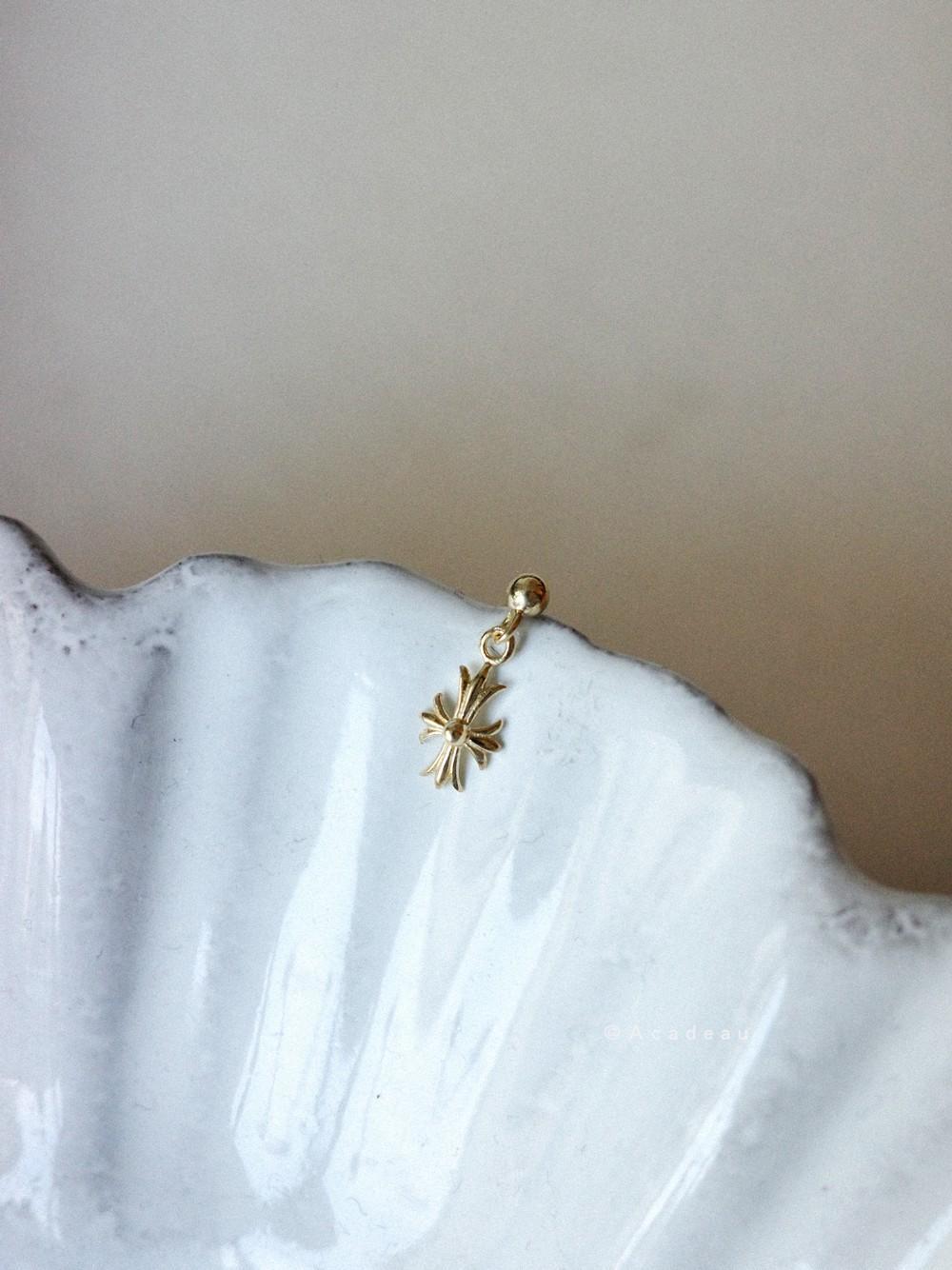 Small Mini Cross Sterling Sier Gold-plated Earrings