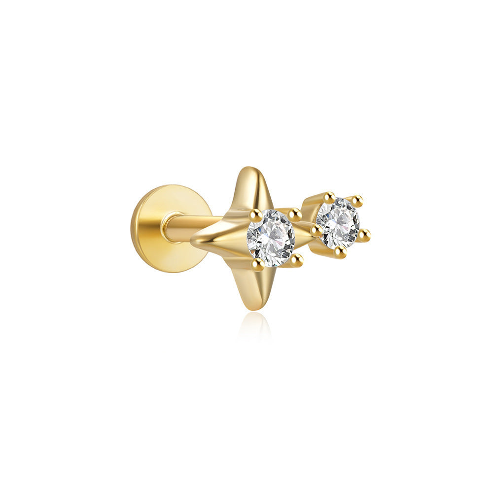 Women's Stars Fashion Flat Head Piercing Thread Ear Earrings