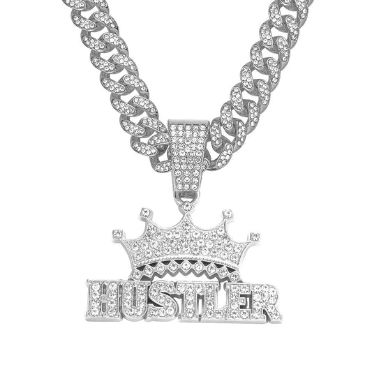 Men's Diamond English Letter Street Crown Letters Necklaces