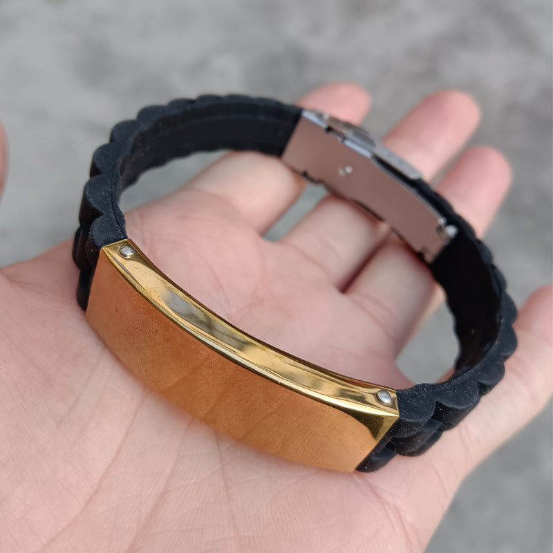 Men's Lettering Silicone Stainless Steel Trendy Bracelet