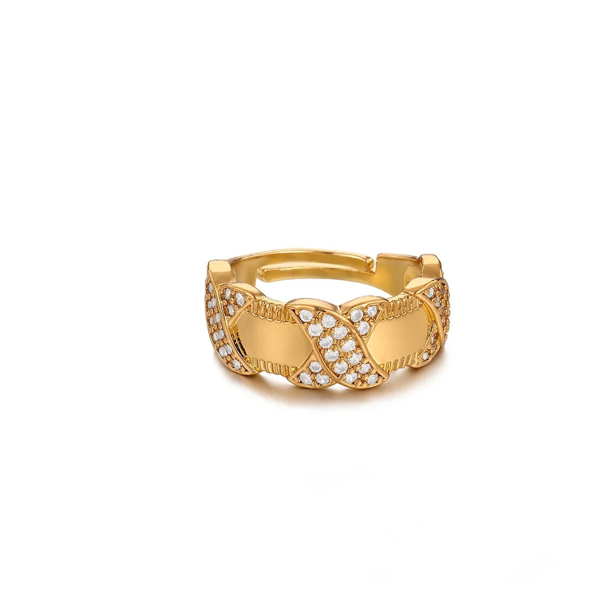 Luxury Geometric Inlaid Zircon Open Niche Trendy Ring