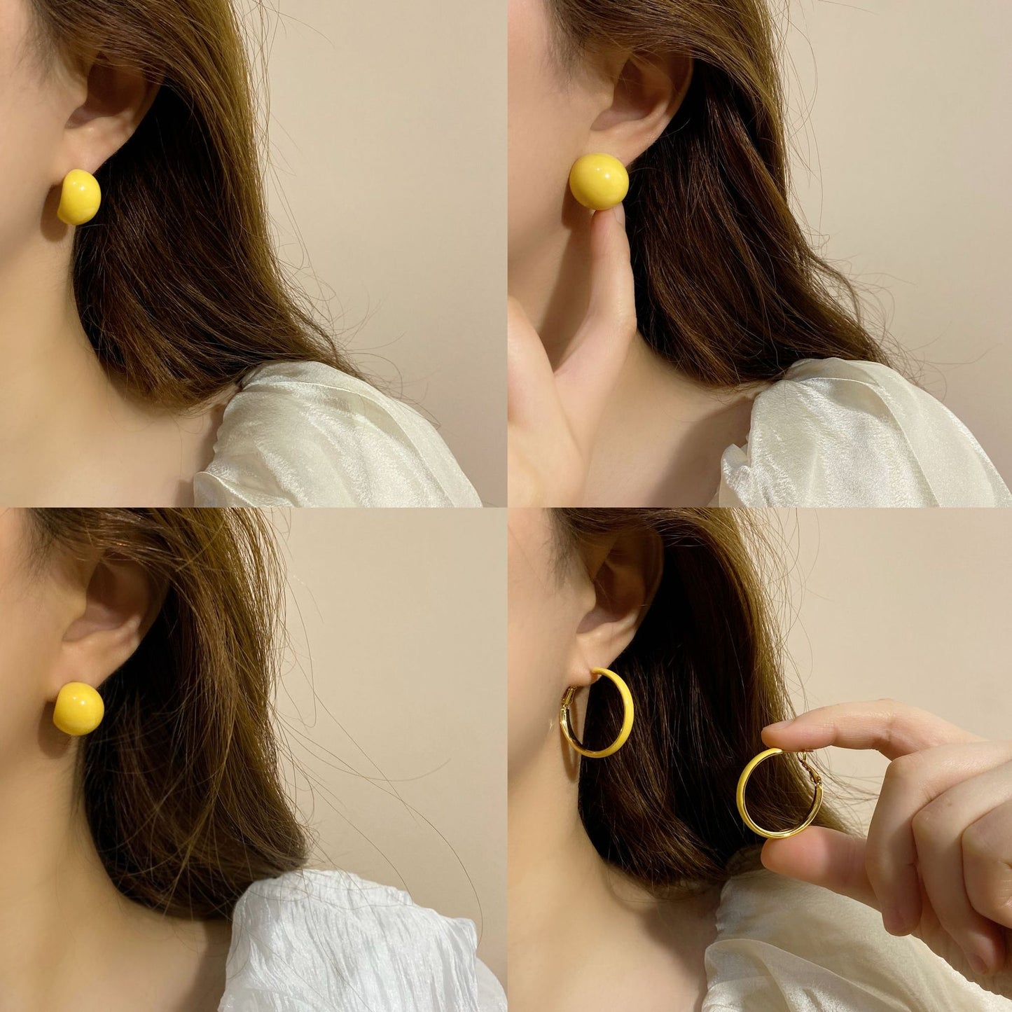 Plated Real Gold Ginger Flower Enamel Drip Glazed Female Sweet Earrings