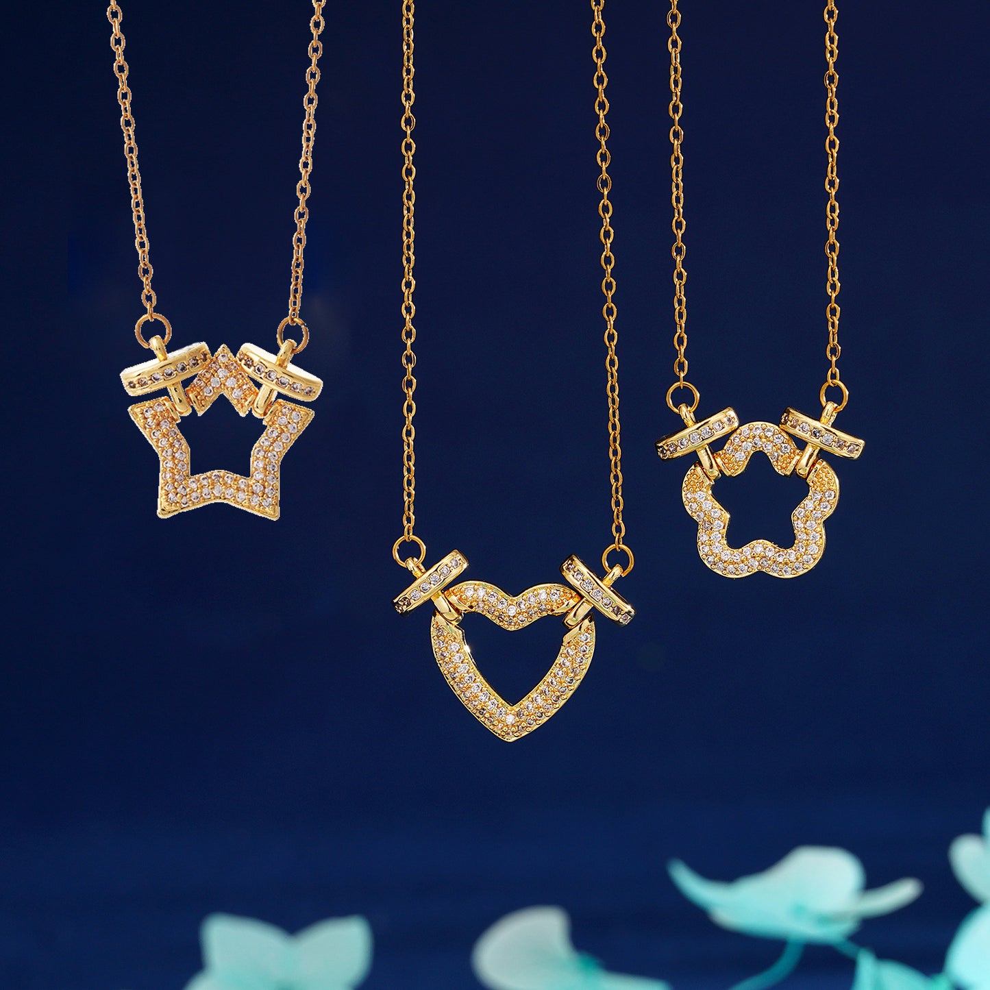 Women's For Gold Love Heart Flowers Temperament Wild Minimalist Star Necklaces