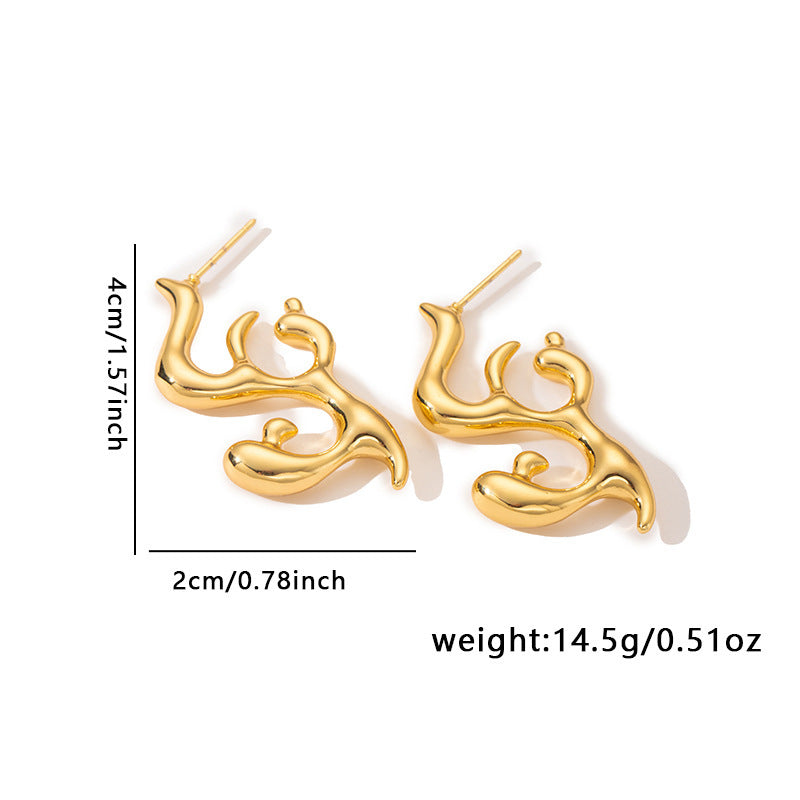 Geometric Ear Titanium Steel No Fading Exaggerated High-grade Light Luxury Earrings