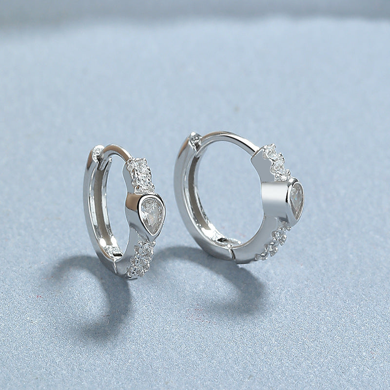 Women's Sterling Sier Rhinestone Simple Heart-shaped Square Drop-shaped Gang Drill Rings