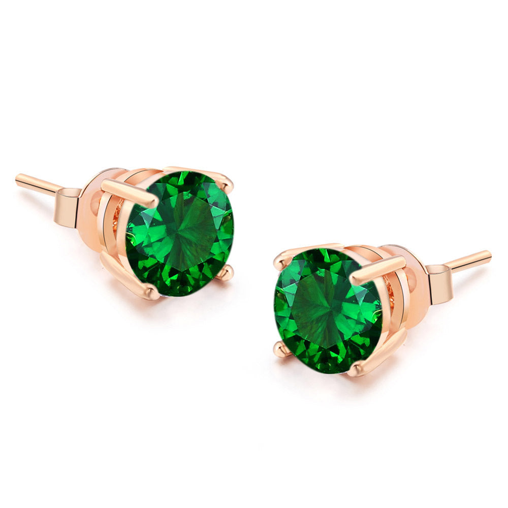 Women's Classic Simple Four Claw Round Zircon For Gold Plated Multicolor Rings