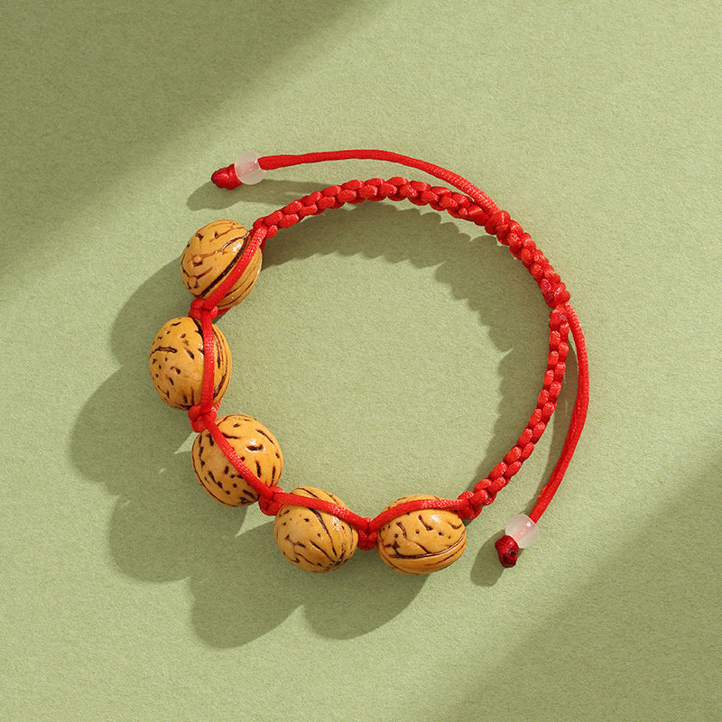 Red Rope Original Life Hand-woven Walnut Bracelets