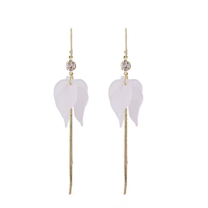 Long Super Fairy White Petal Fringe Trendy Light Luxury Small Ear Line