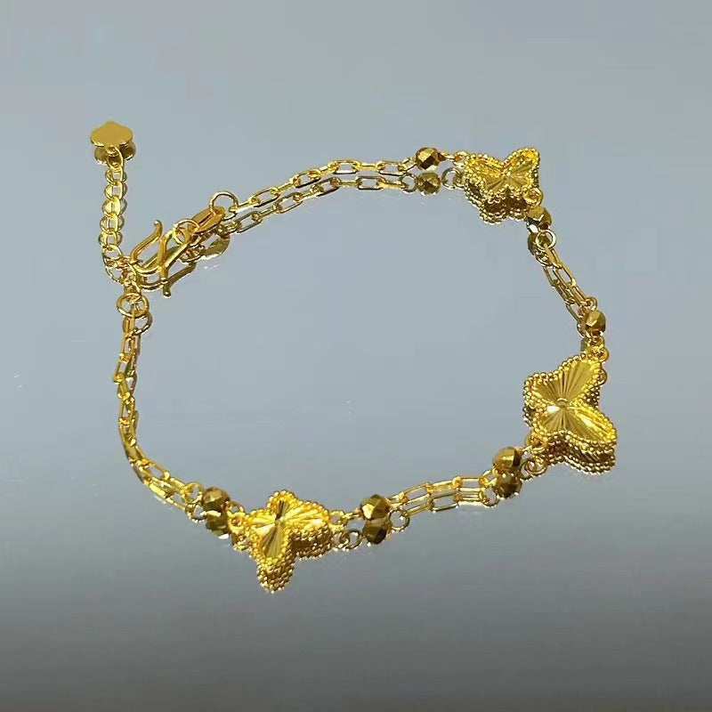 Women's Placer Gold Laser Butterfly Light Luxury Bracelets