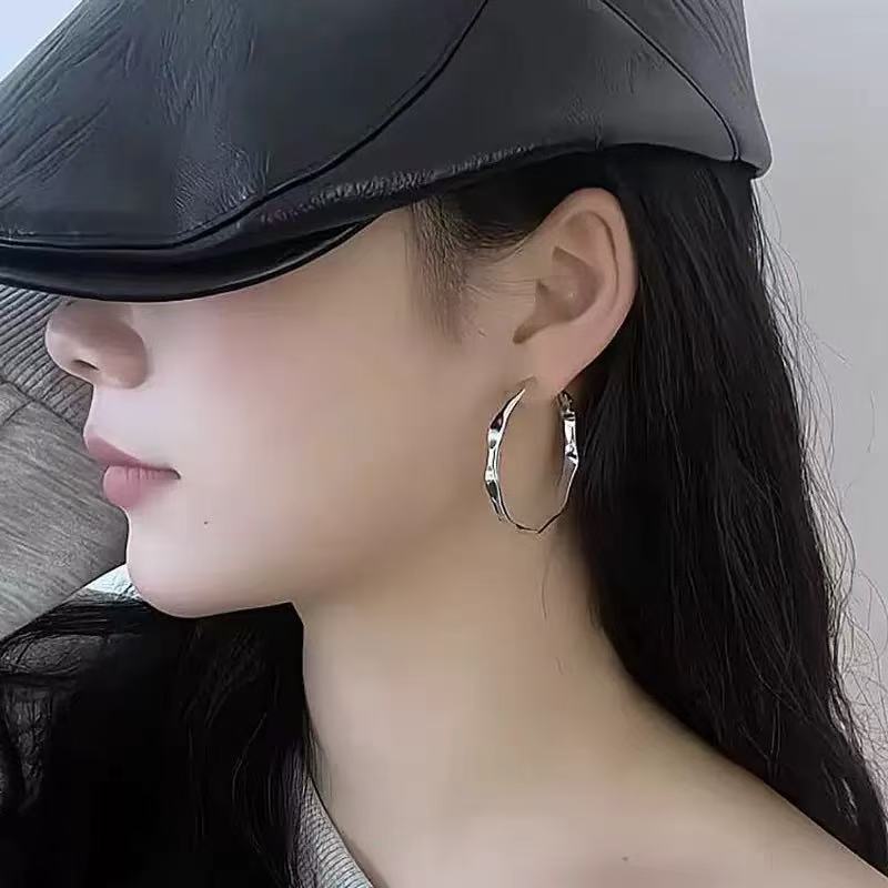 Luxury Frosty Style Fashion Irregular Geometric Circle Personality High Sense Stud Earrings