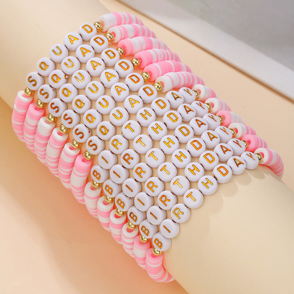 Women's High-grade Bridal Team Colorful Polymer Clay Love Bracelets