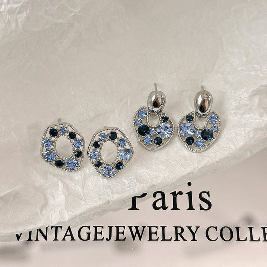 Women's High-grade Frosty Style Small Elegant Simple Fashionable Irregular Gang Drill Earrings