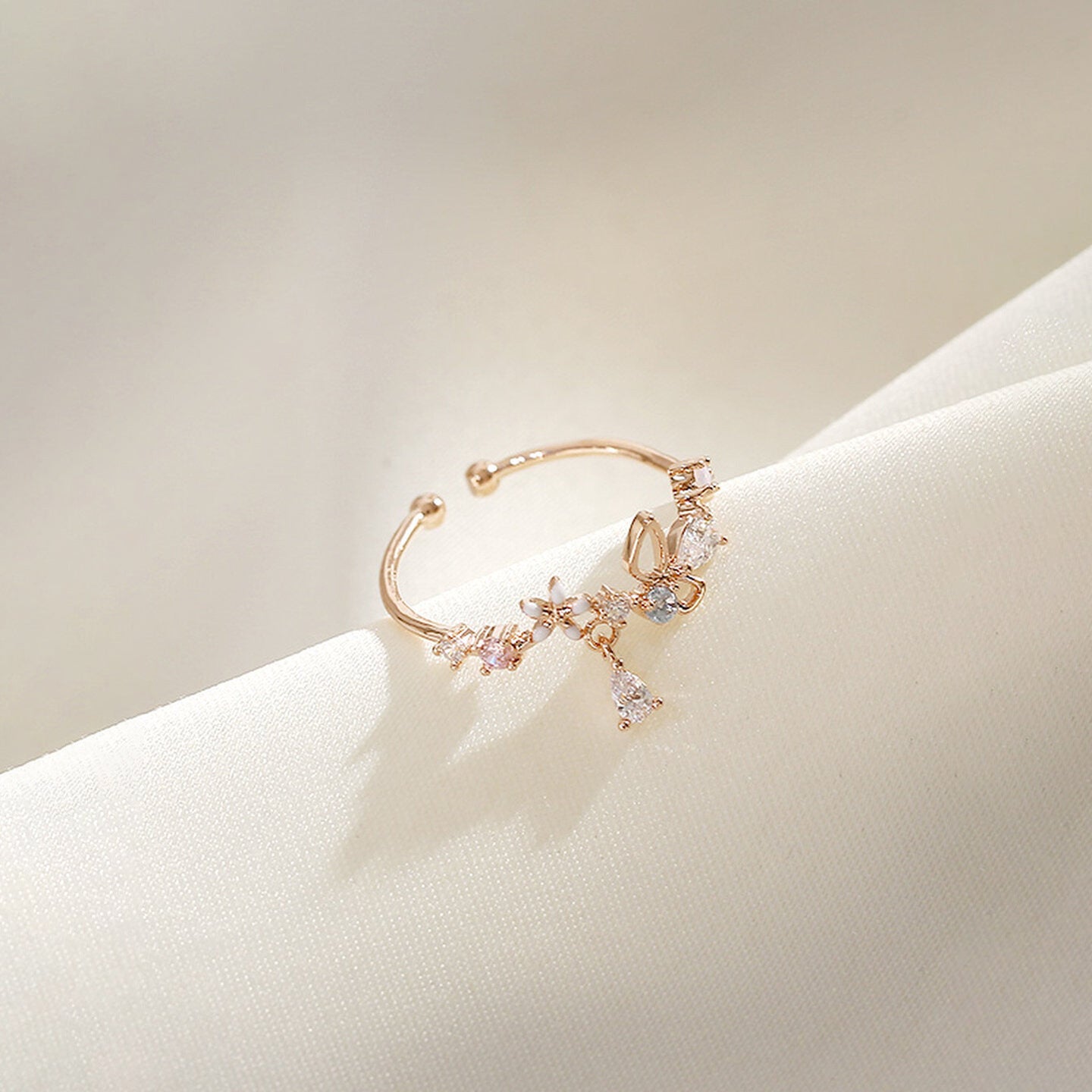 Of Butterfly Flower Female Korean Style Ring