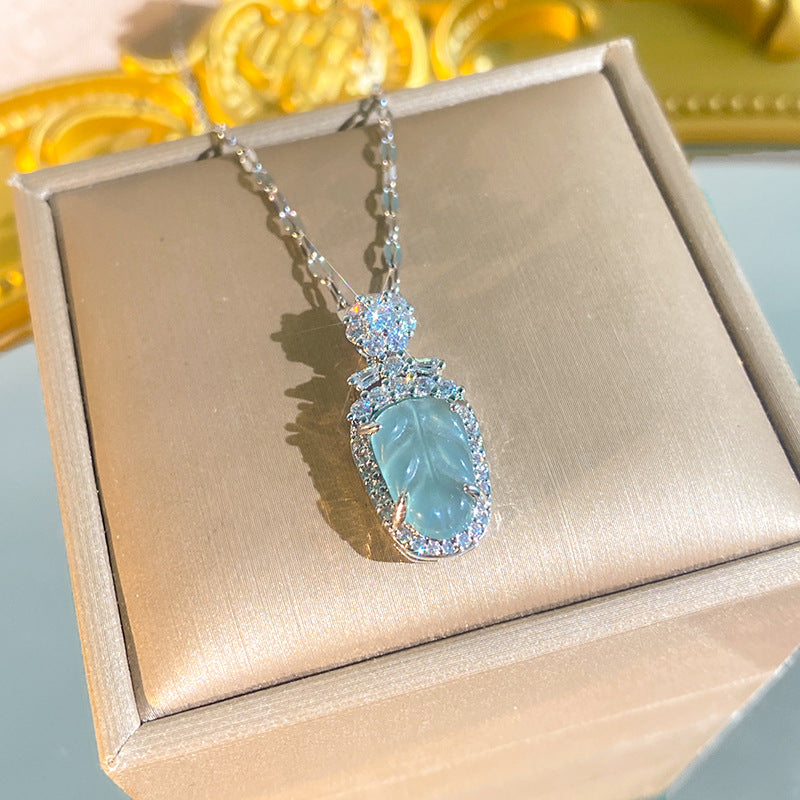 Women's Diamond Imitation Chalcedony Series Titanium Steel Exquisite High-grade Tassel Gourd Necklace