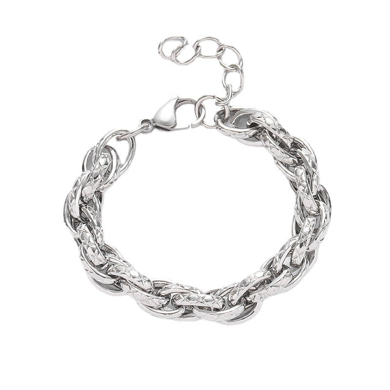 Women's & Men's Twist Titanium Steel Simple Buckle Fashion Hand-woven Bracelets