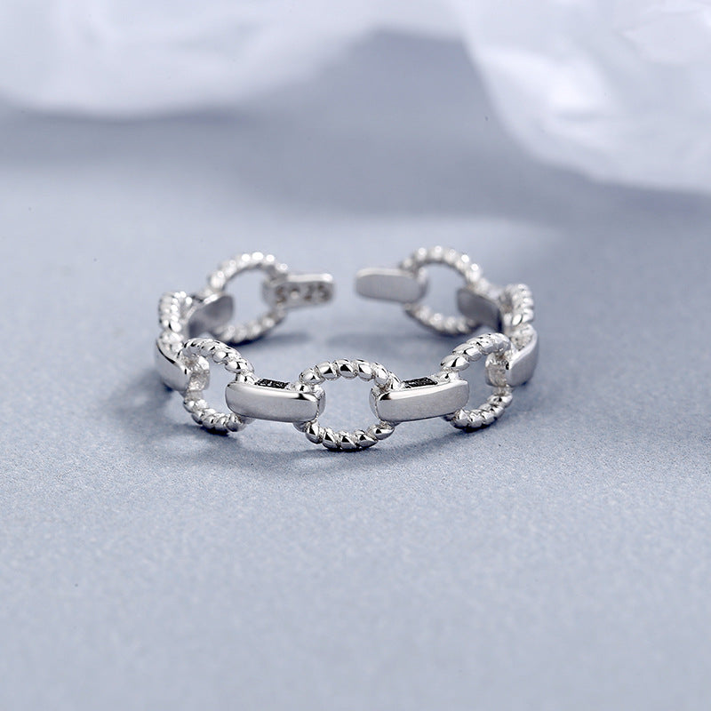 Korean Style Hemp Rope Chain Sterling Sier Rings