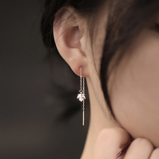Women's Maple Leaf Fashion Temperament Chain Long Tassel Leaves Simple Rings