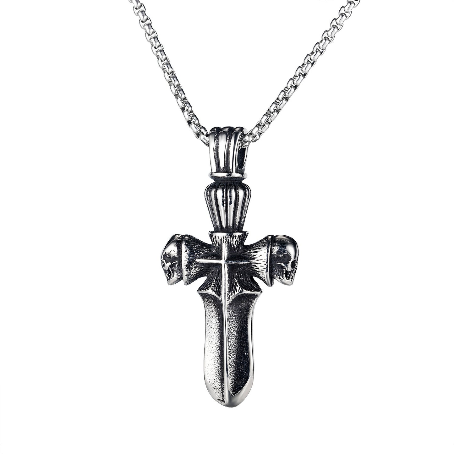 Men's Personality Cross Stainless Steel Skull Titanium Necklaces