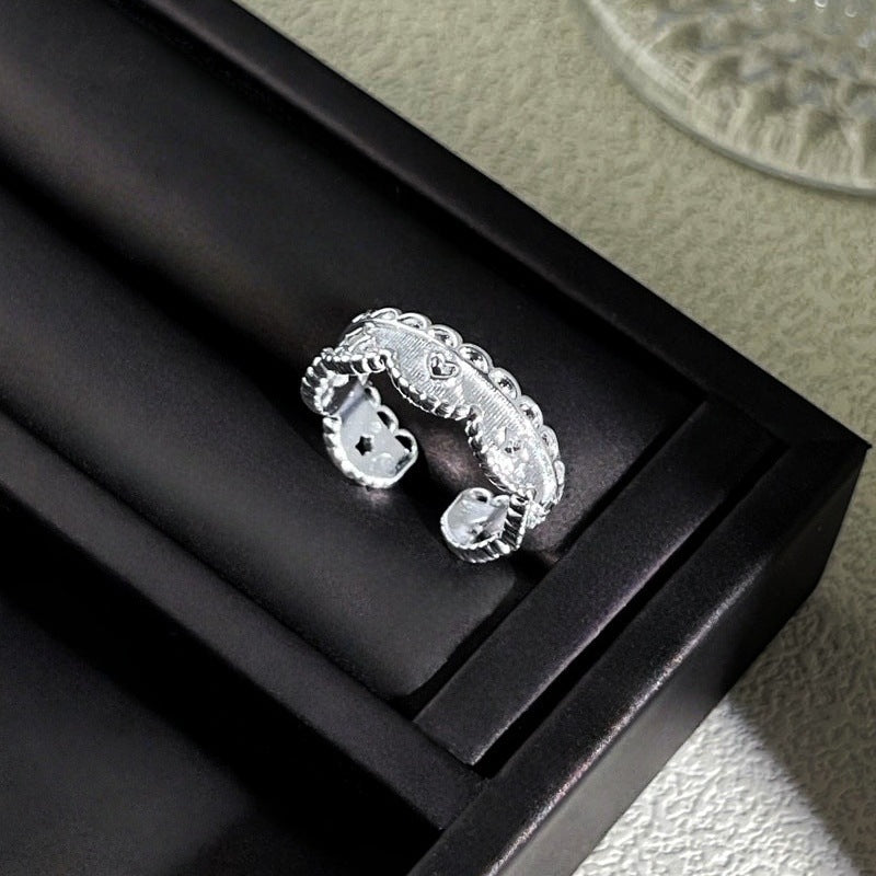 Sweet Style Niche Design Butterfly Flower Female Lace Hollow Out Ring